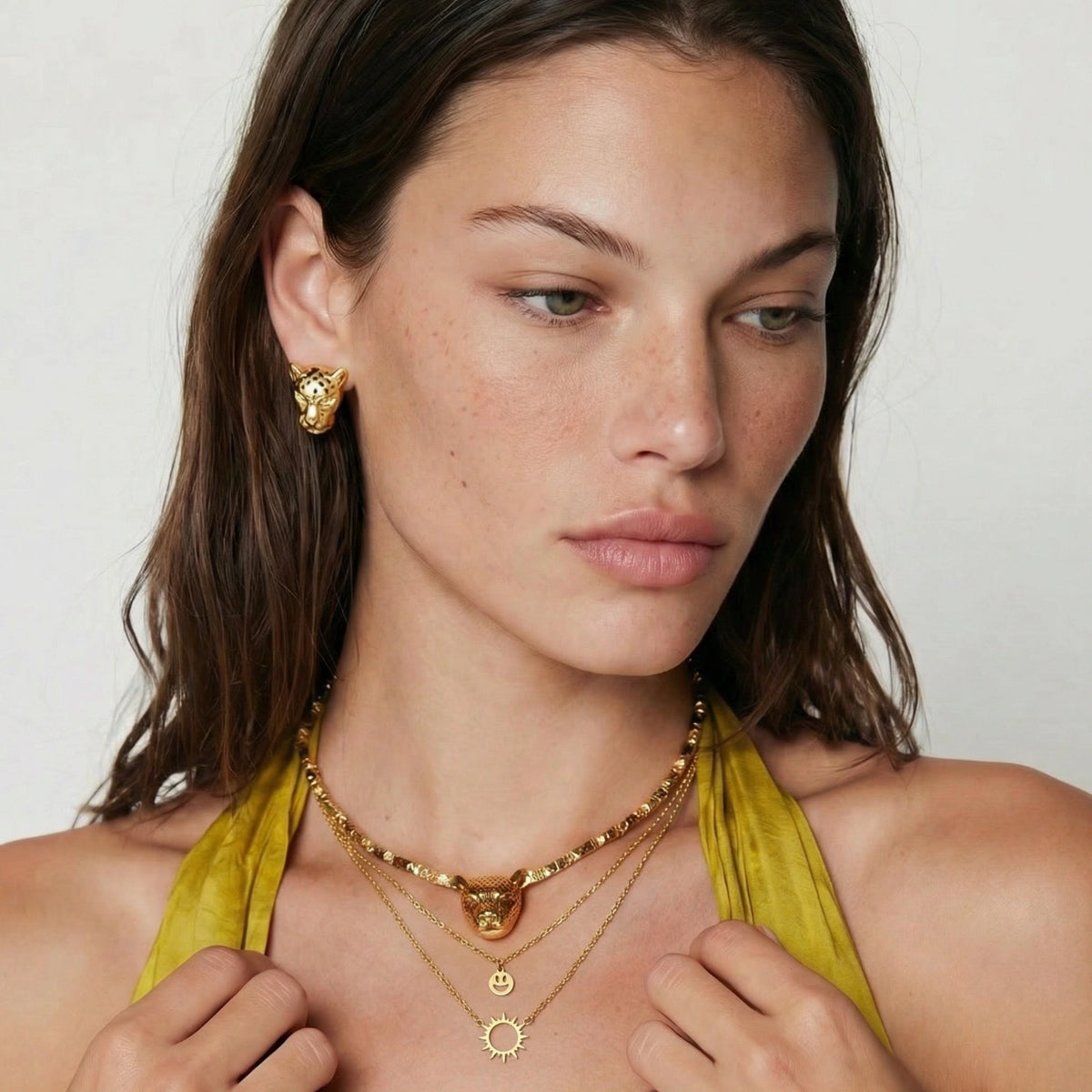 Sunshine Smiley Layered Necklace by Perlemor