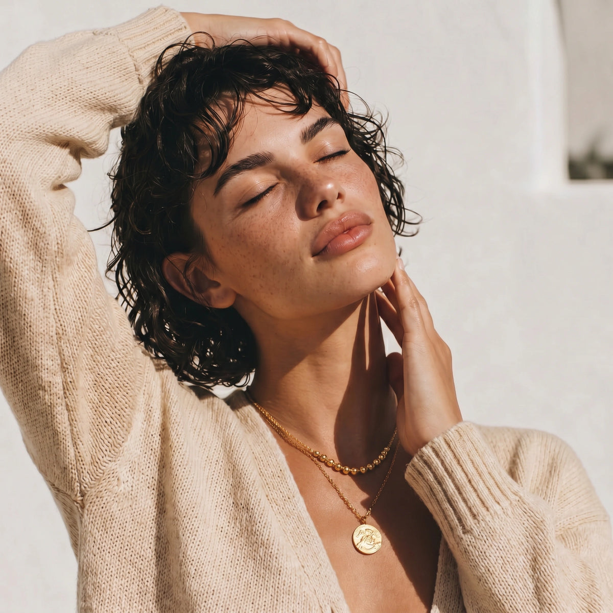 Golden Sphere Necklace by Perlemor
