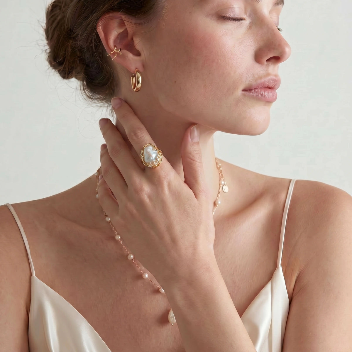 Baroque Pearl Crown Ring by Perlemor