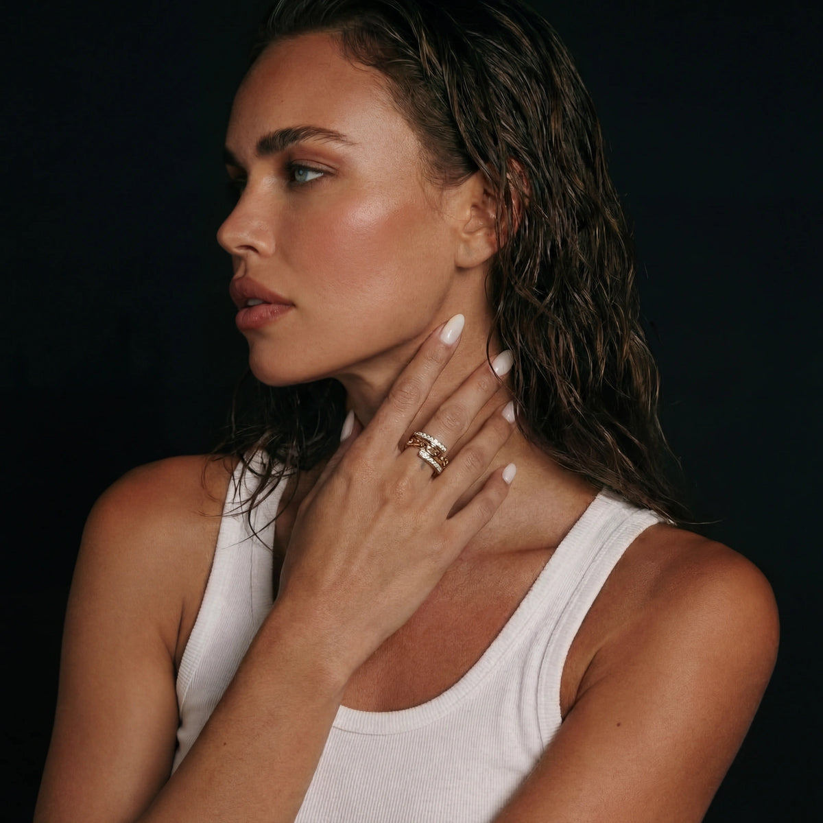 Chain Link Crystal Ring | Perlemor
