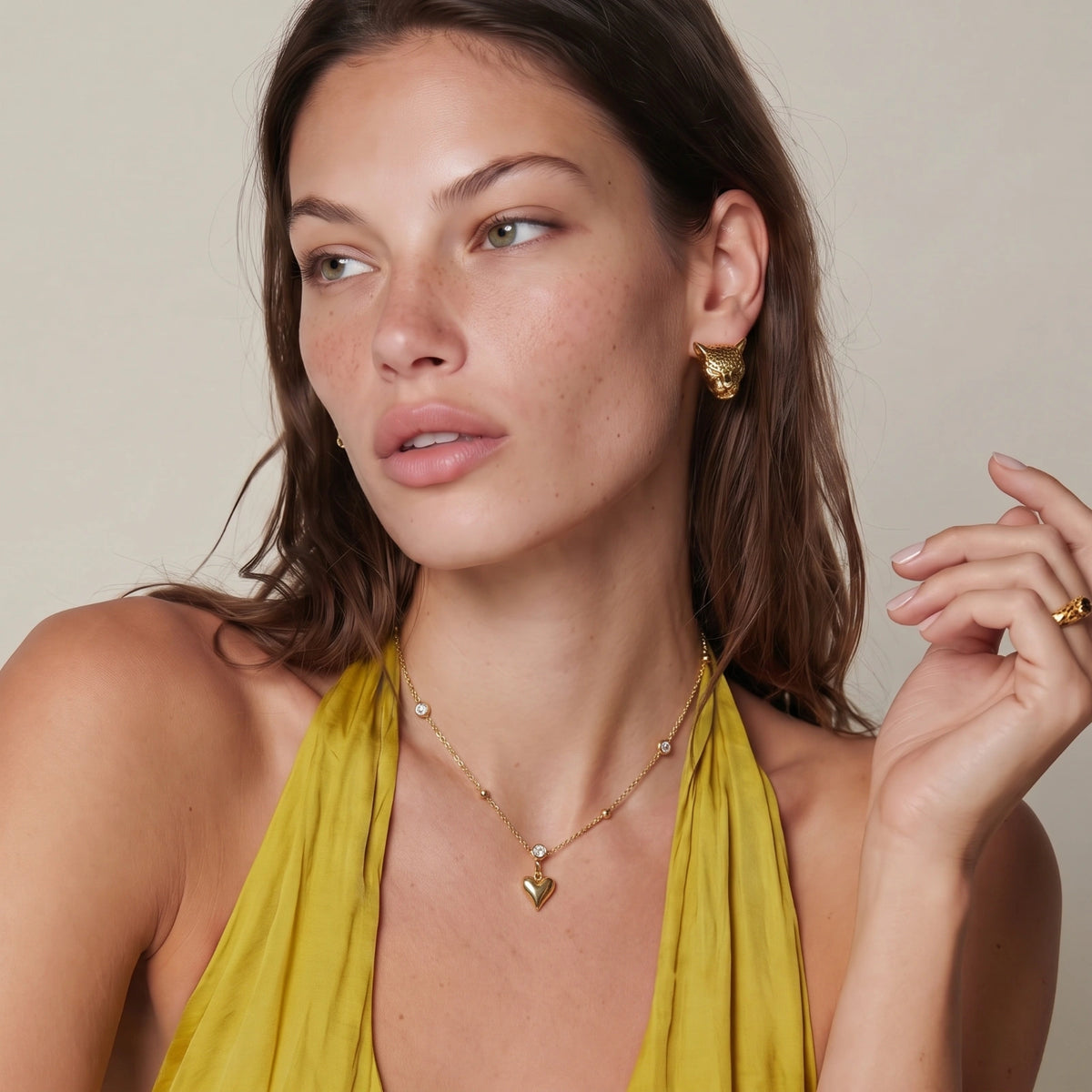 Crystal Heart Charm Necklace by Perlemor