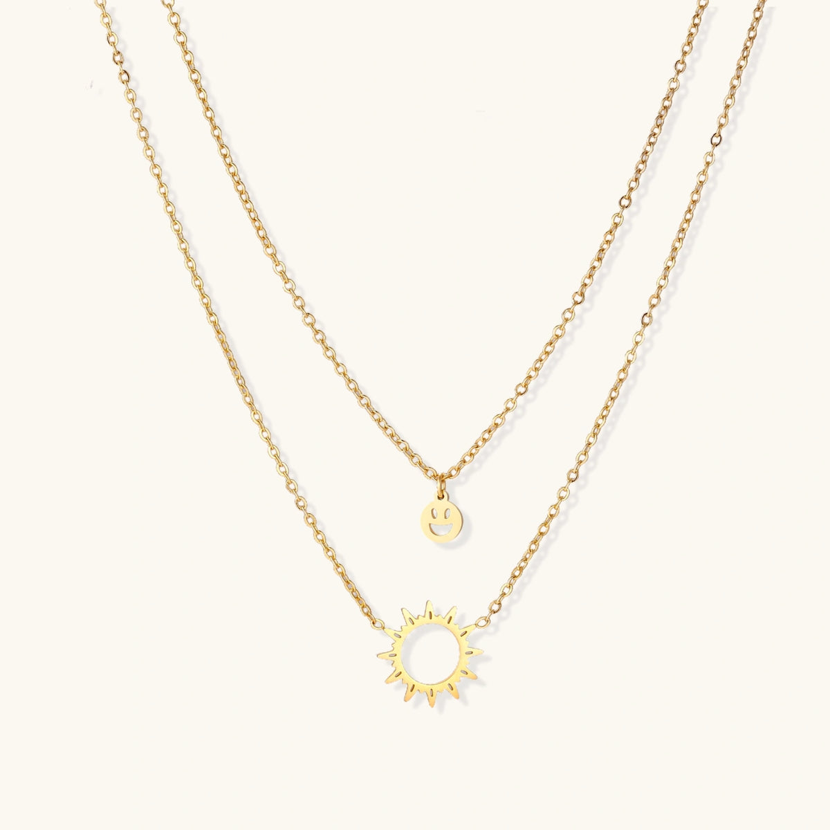 Sunshine Smiley Layered Necklace by Perlemor