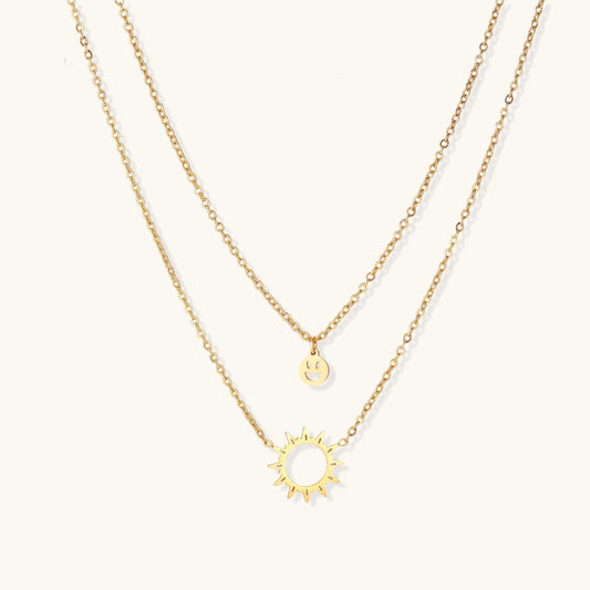 Sunshine Smiley Layered Necklace by Perlemor