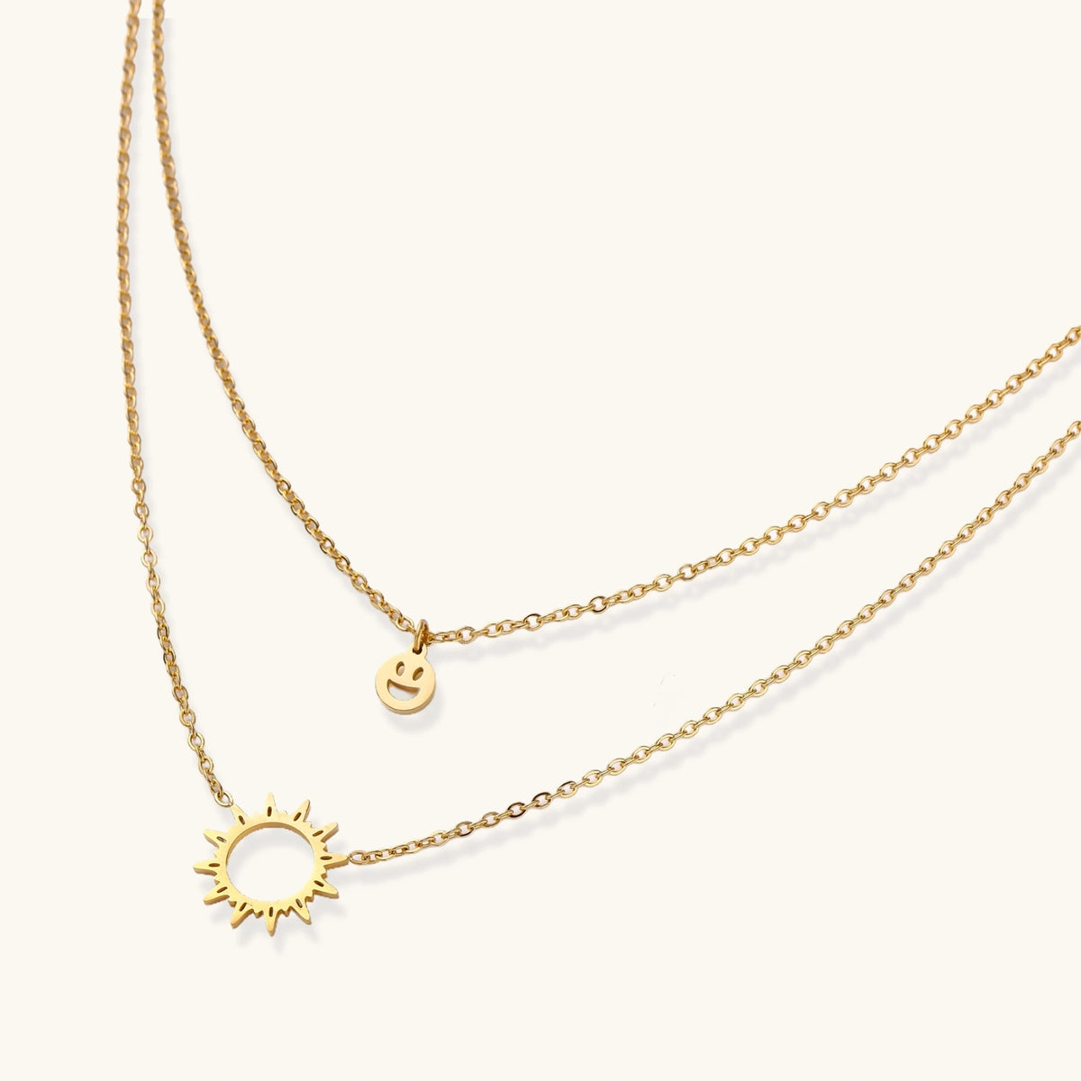 Sunshine Smiley Layered Necklace by Perlemor