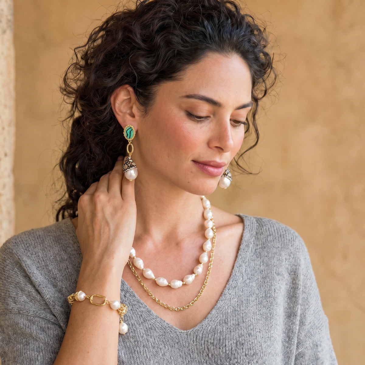 Baroque Pearl Statement Earrings by Perlemor