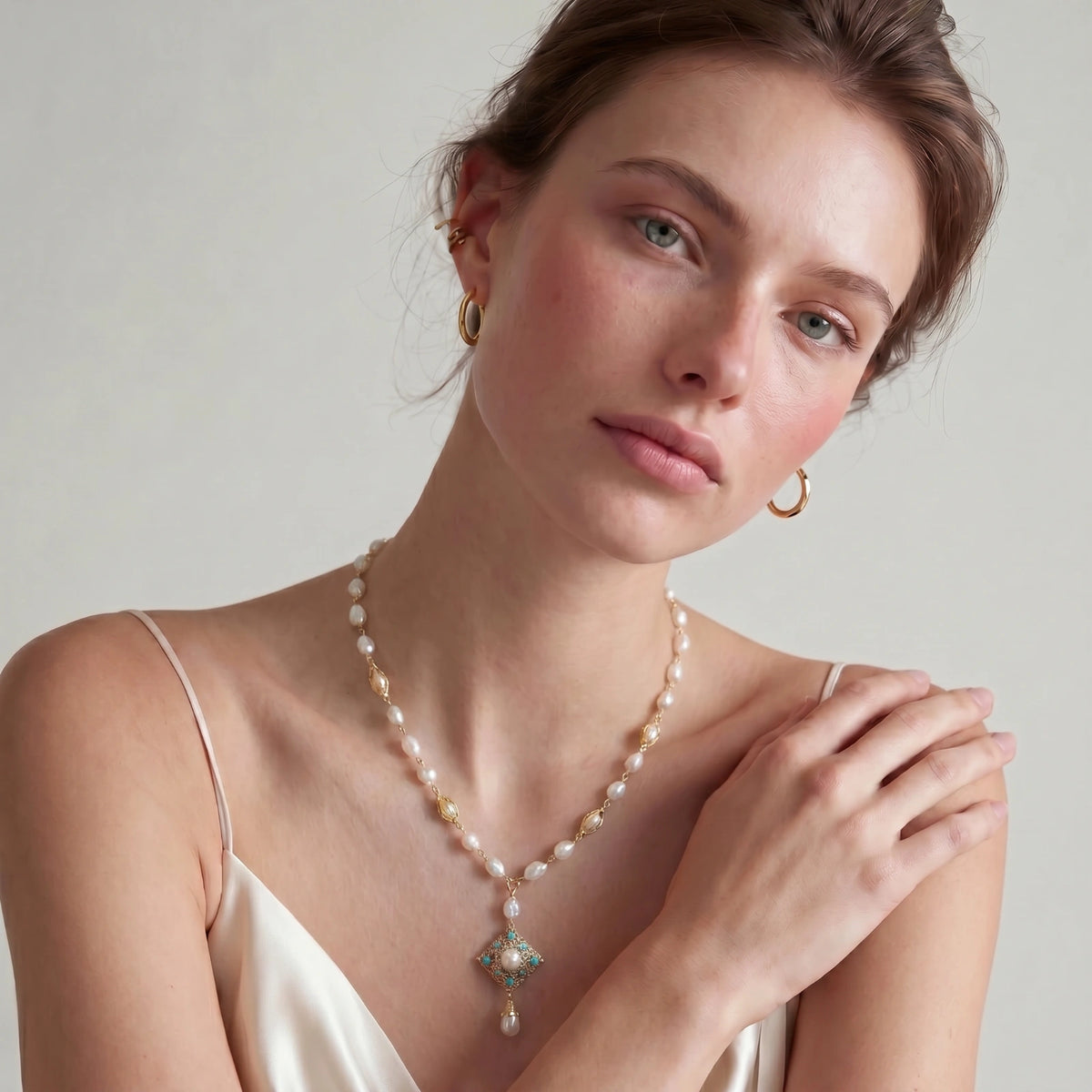 Celestial Pearl Drop Necklace by Perlemor