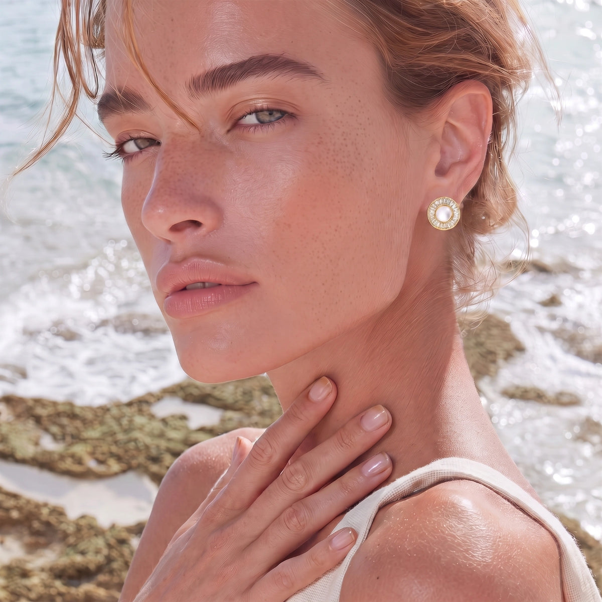 Sunburst Pearl Studs by Perlemor